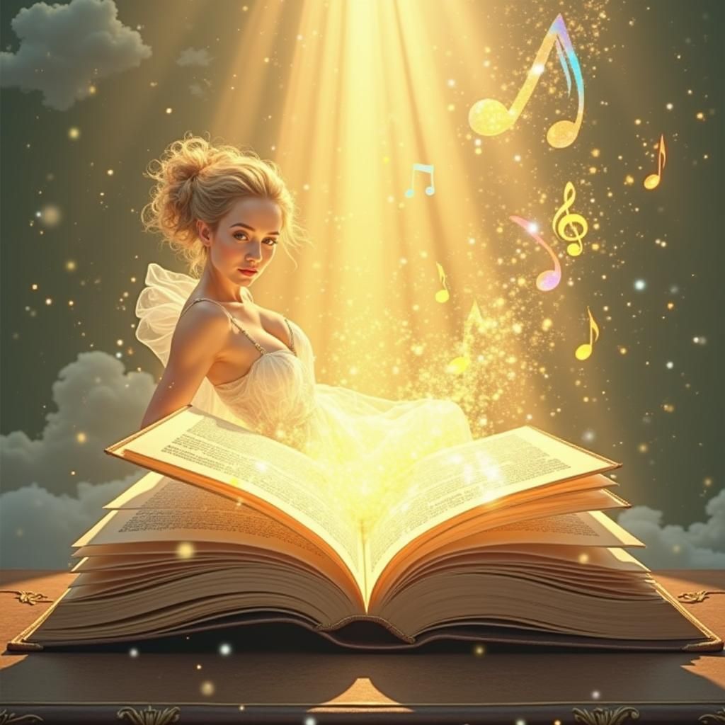 Ethereal Woman and Enchanted Book of Music