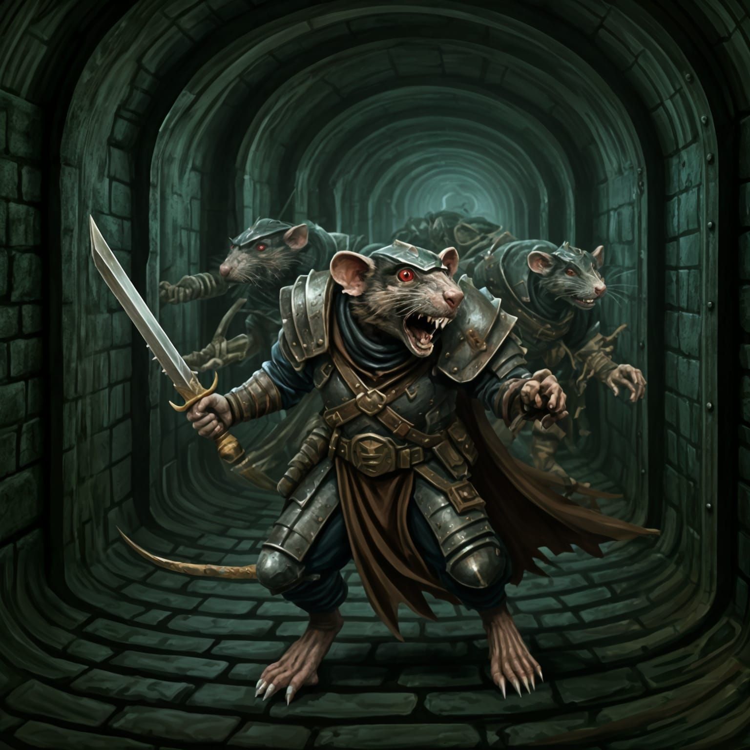 Skaven Ratmen in Grimy Medieval Sewer Tunnels