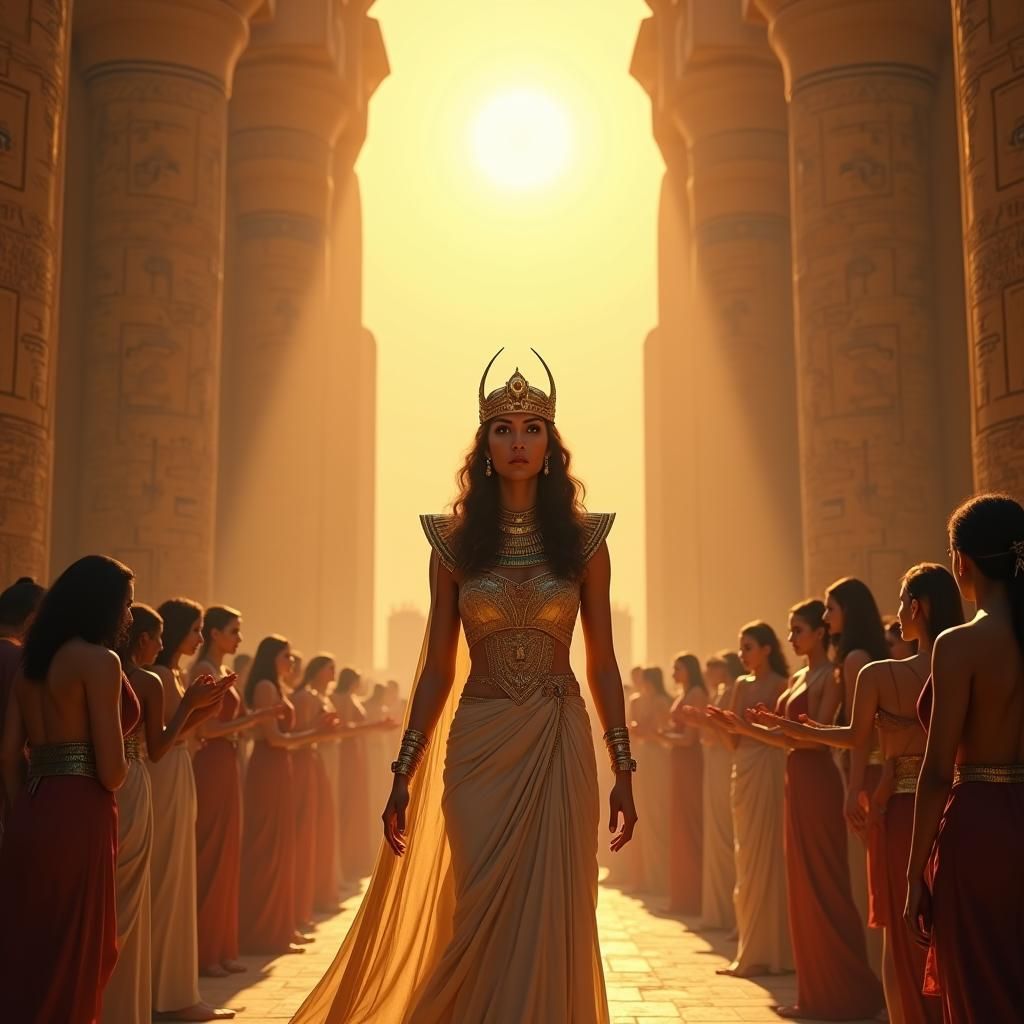 Benevolent Pharaoh in Golden Light: Fantasy Matte Painting