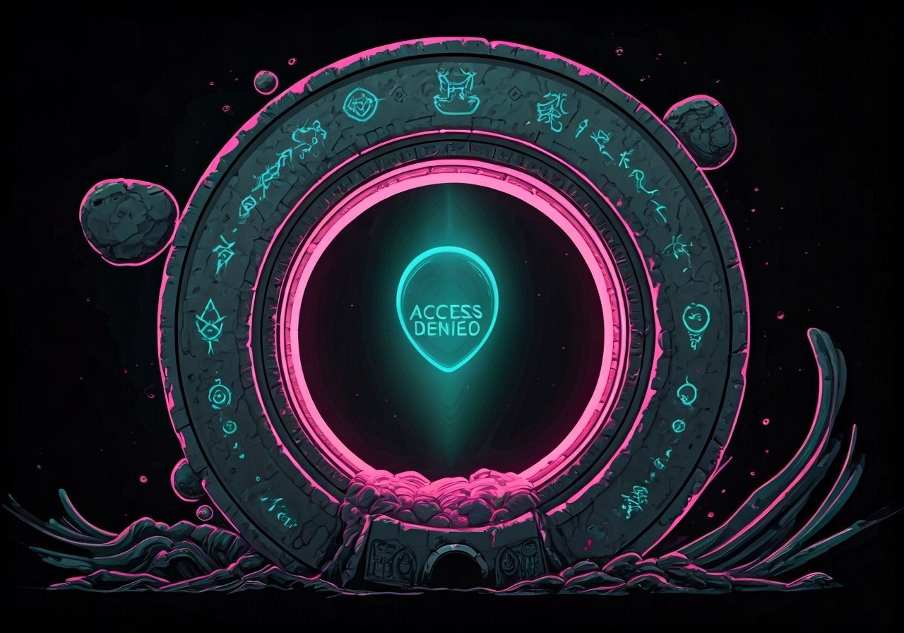 Futuristic Stone Arc With Access Denied Hologram