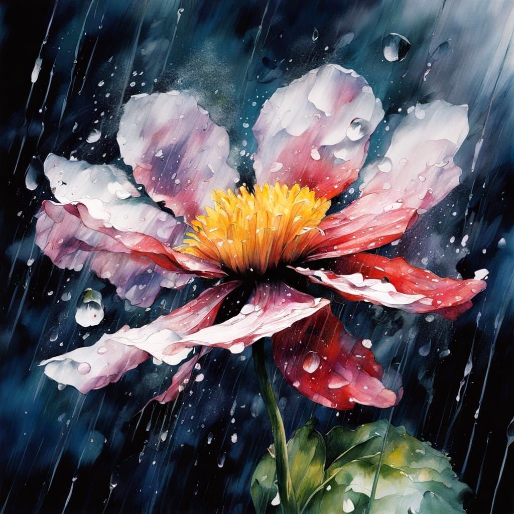 Dramatic Spring Storm Flower in Vibrant Realism