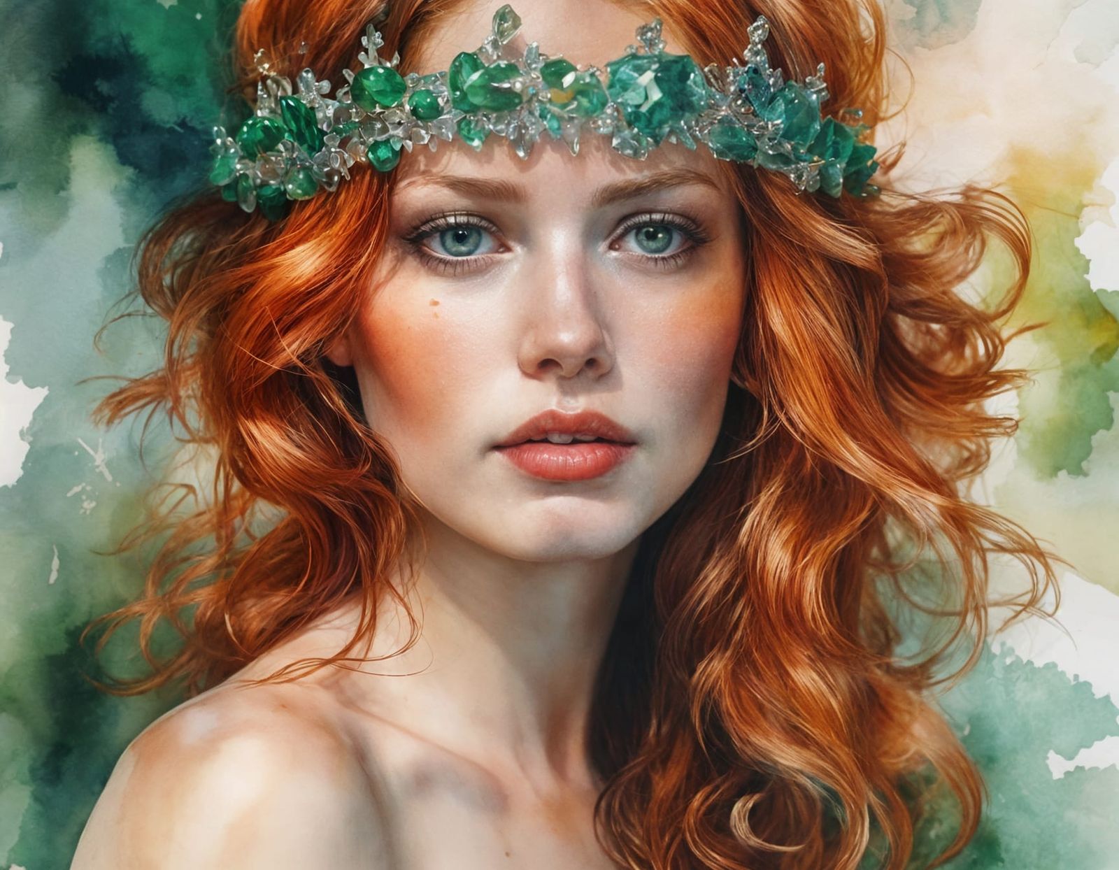 Sultry Red-Headed Princess in Opulent Crown
