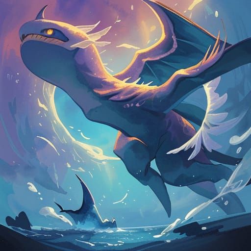 Mythical Phoenix Rises from Ocean Depths in Vibrant, Dreamli...