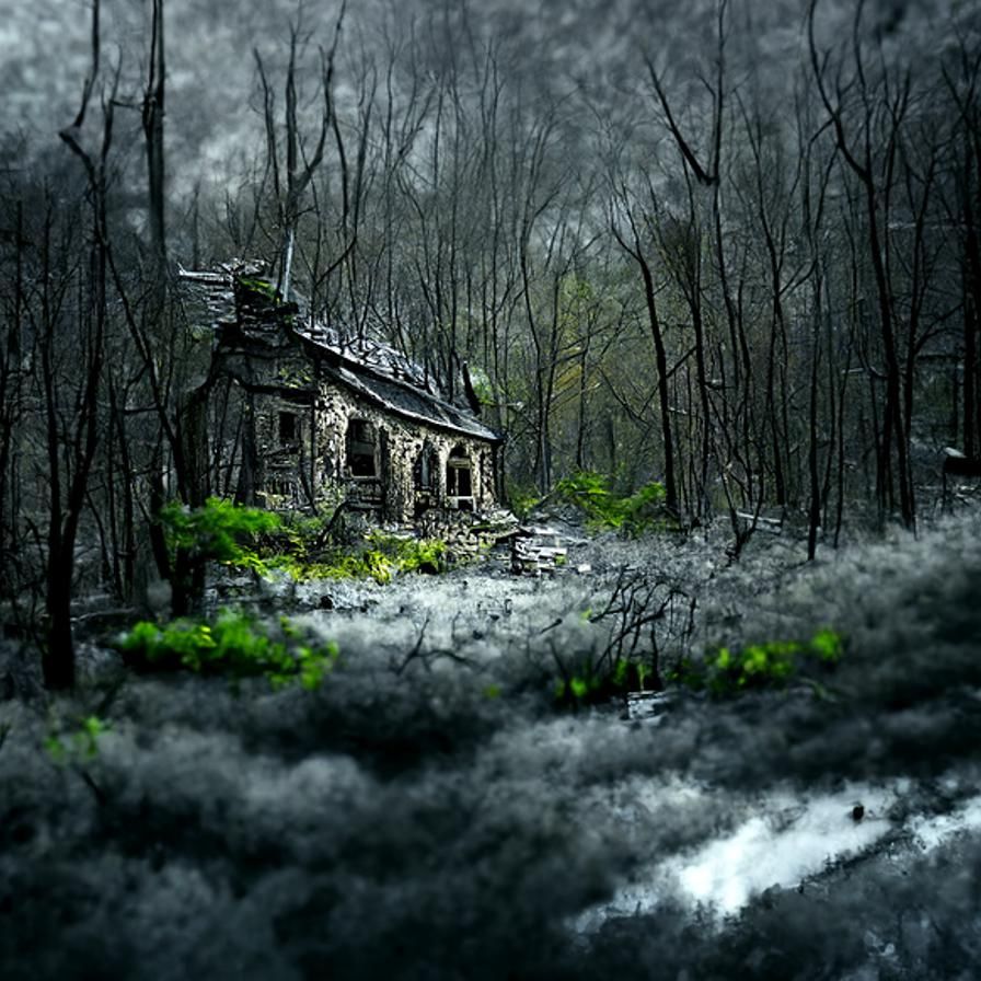 Creepy Abandoned Cottage in Dark Woods