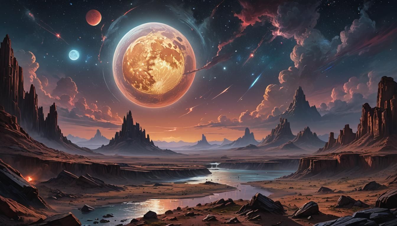 Epic Moonlit Night Sky in Hyperrealistic Style