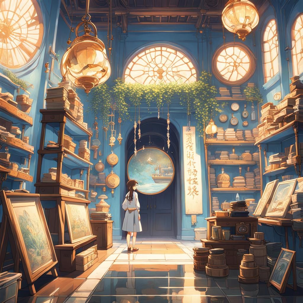 Girl in Blue Room: Studio Ghibli Anime Visual