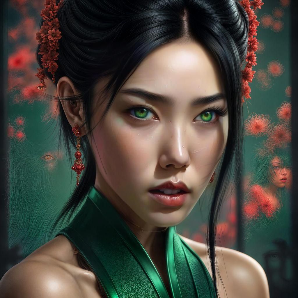 Lovely Japanese Woman in Hyperrealistic Style