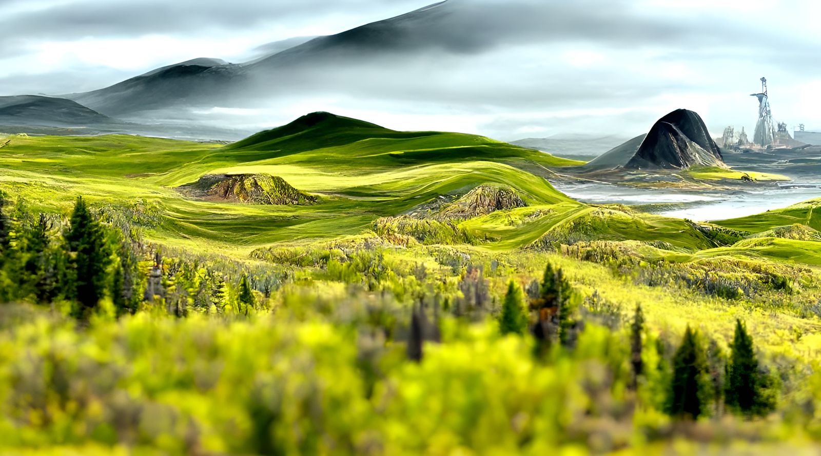 Detailed Mechanical Landscape Vista in High Resolution