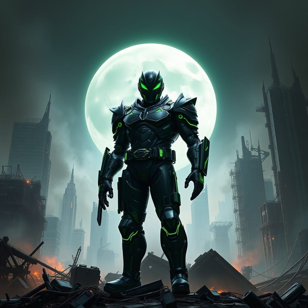 Futuristic Psycho Ranger in Gritty, High-Tech Armor