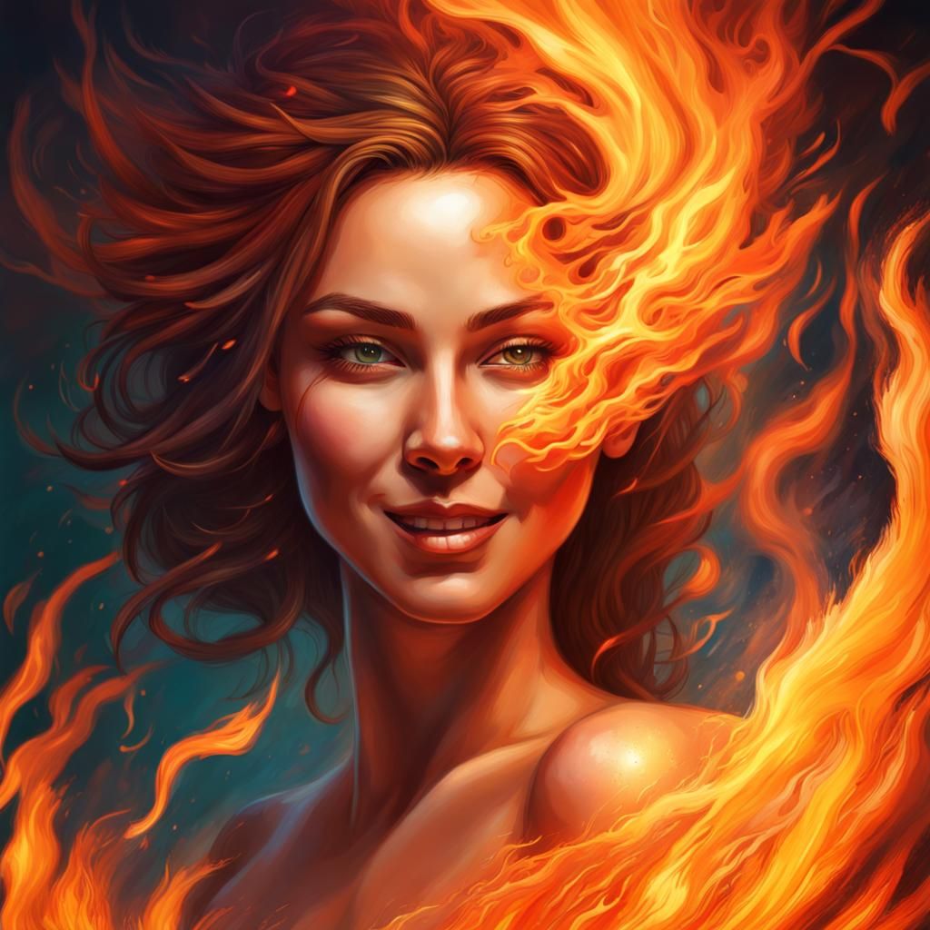 Gorgeous Female Spirit of Fire Splash Art