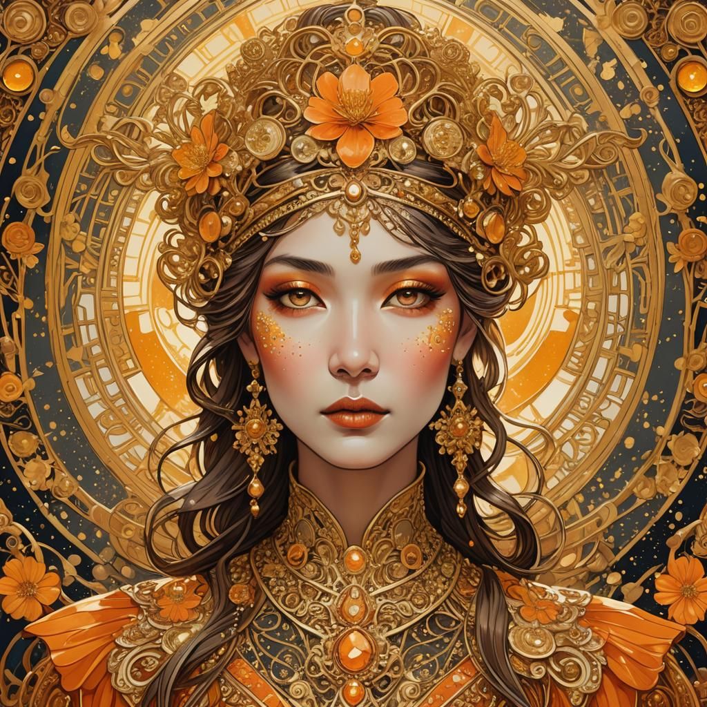 Golden Empress in Art Nouveau Fashion