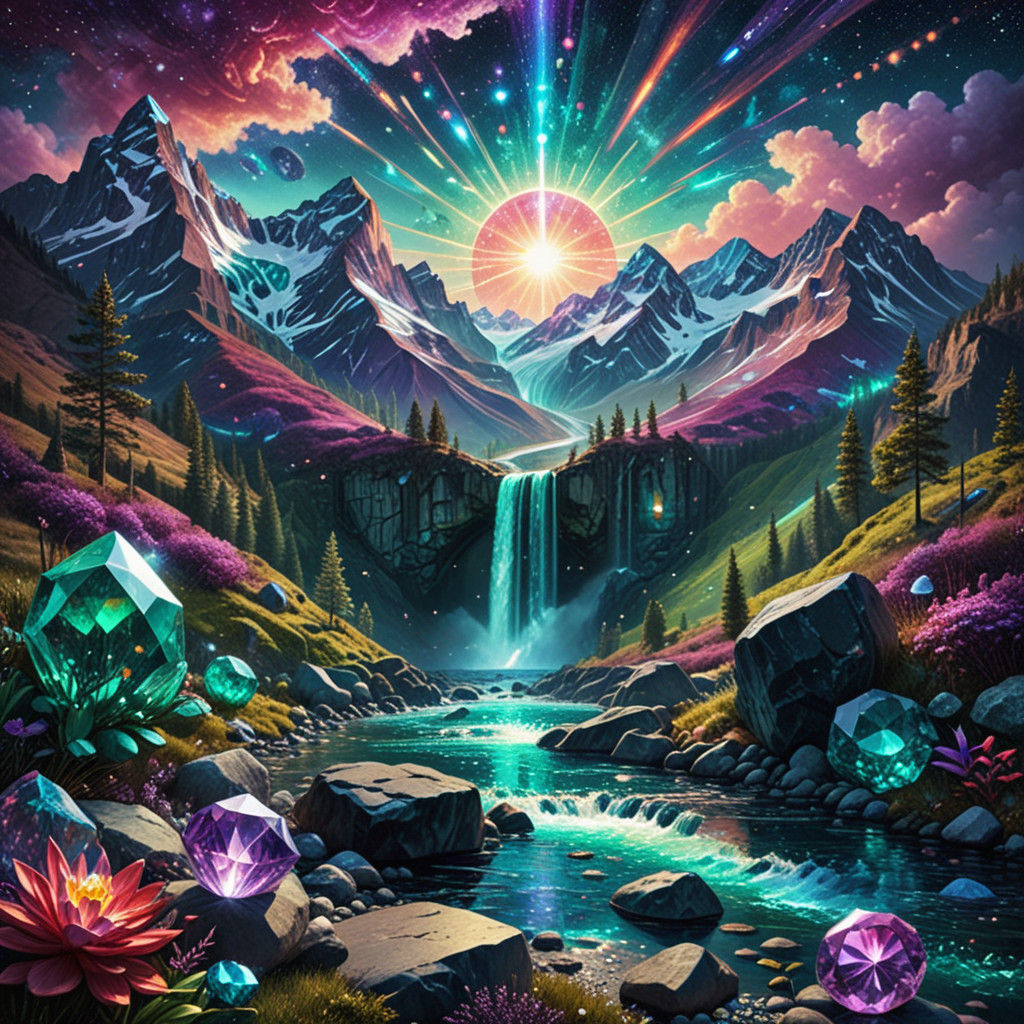 Pointillist Gemstone Mosaic Valley