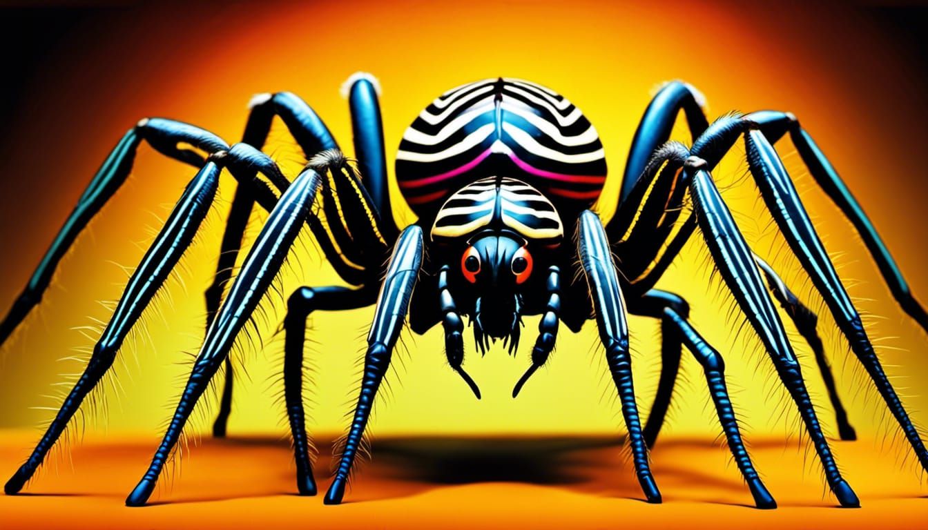 Surreal Zebra Spider in Horror Style