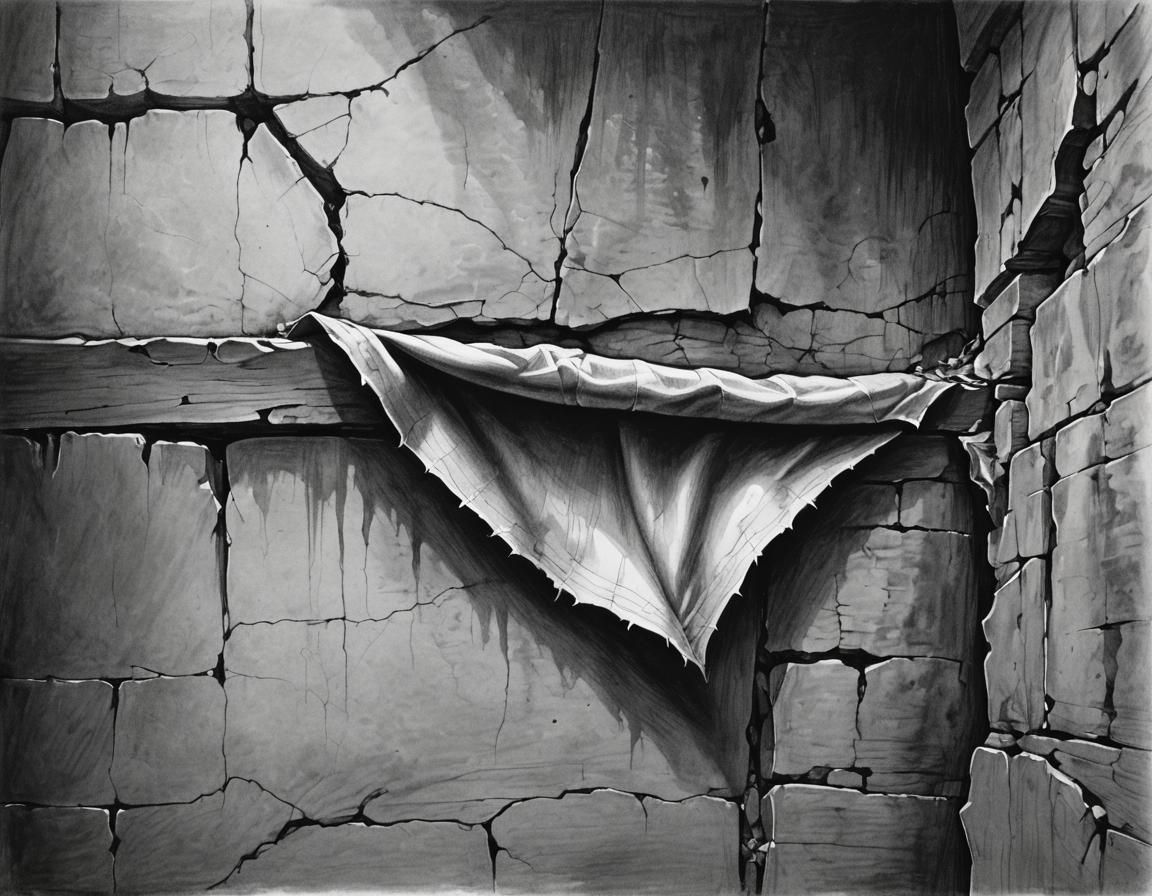 Cloth Scrap in Dungeon Crack: Black and White Sketch