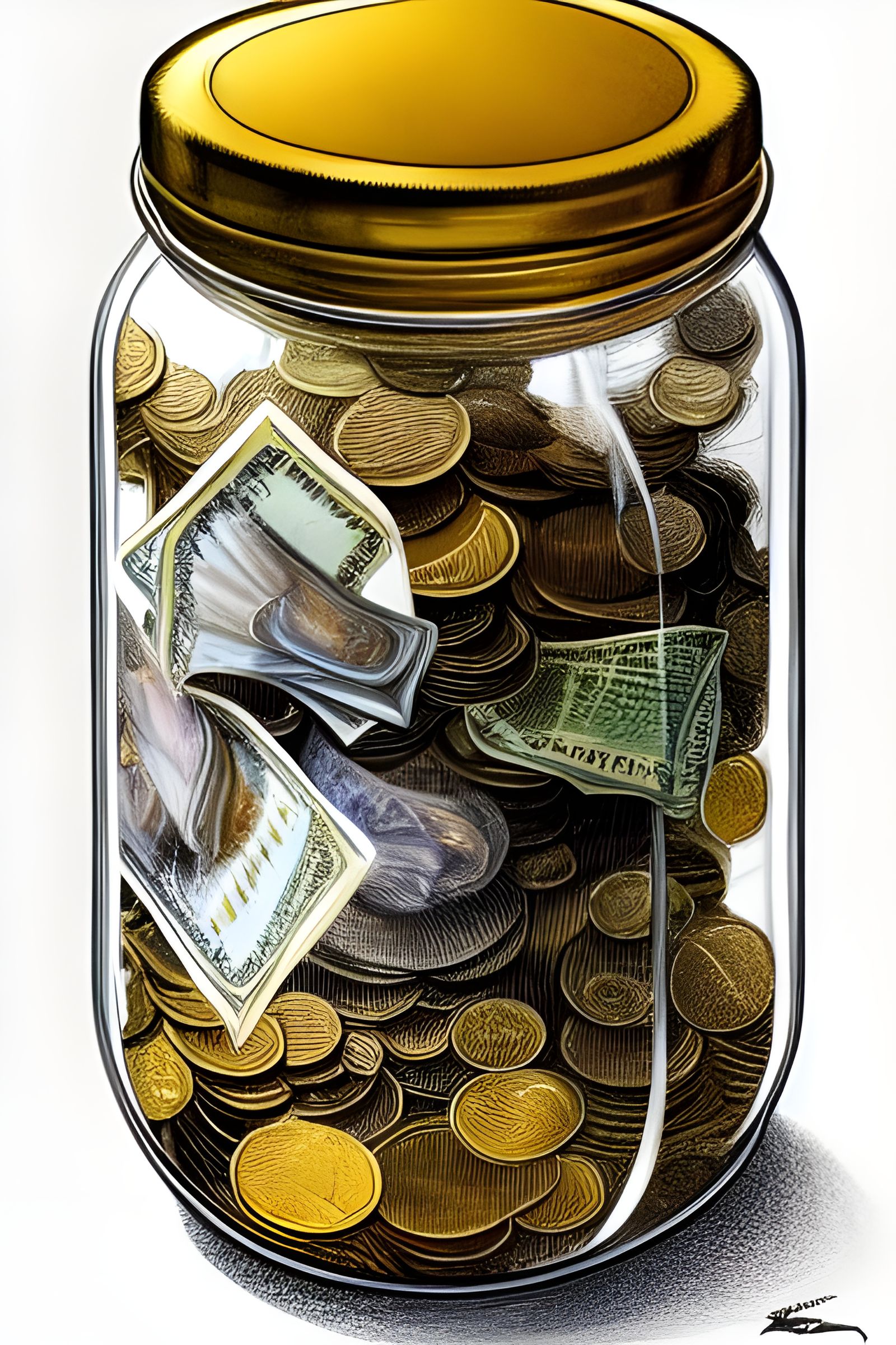 Intricate Golden Tip Jar in Hyperdetailed Style