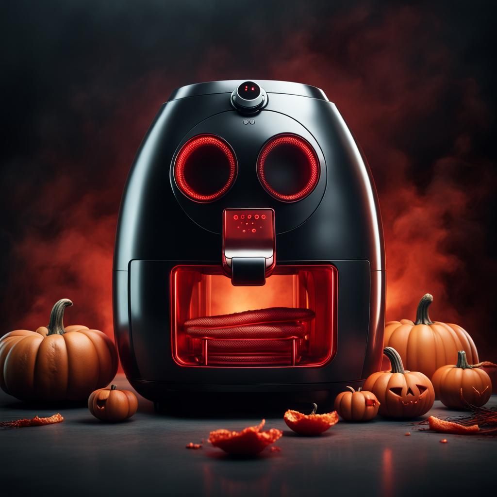 Scary Halloween Air Fryer Monster: Digital Matte Painting