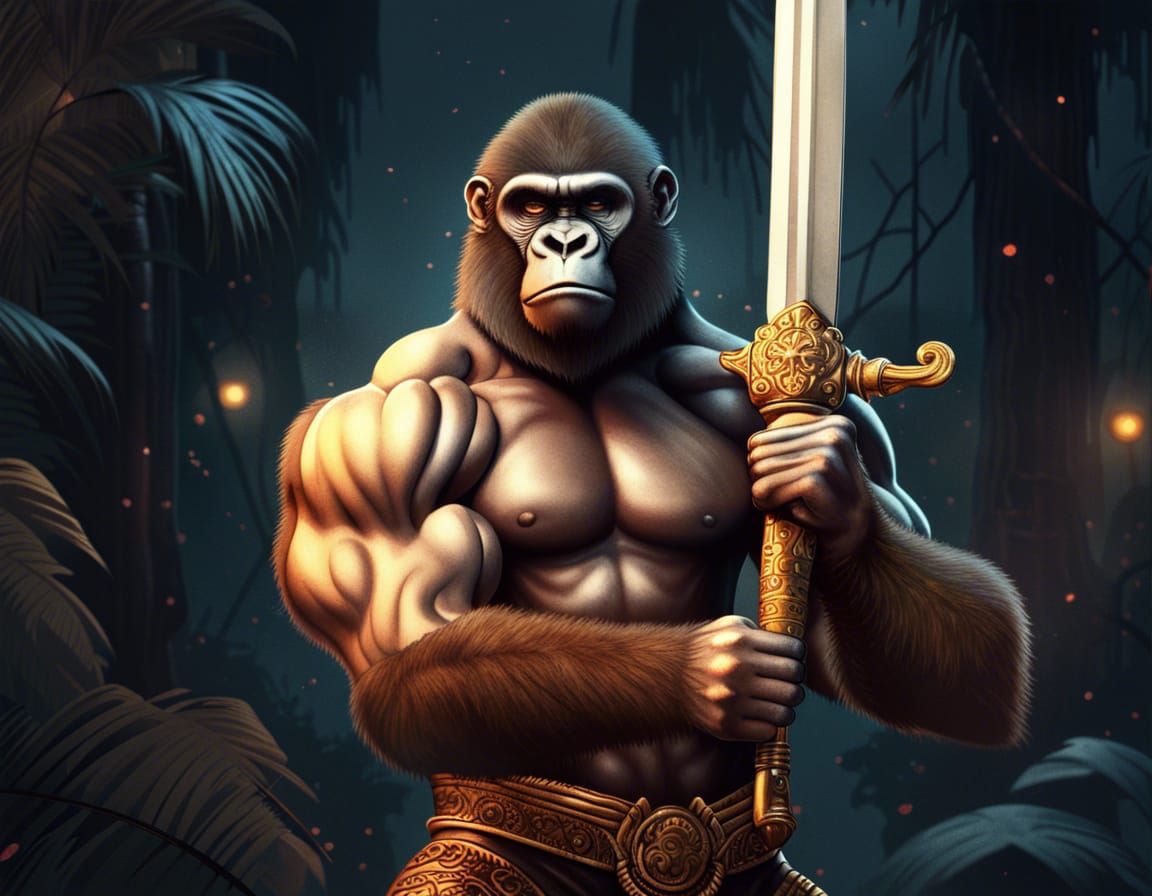 Gorilla Warrior in Klimt Style