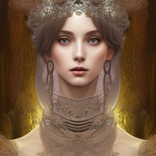 Graceful Silver Goddess: Digital Painting in Art Nouveau Sty...