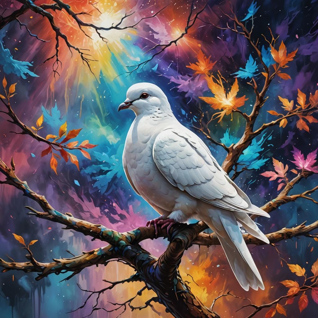 A white dove on a branch