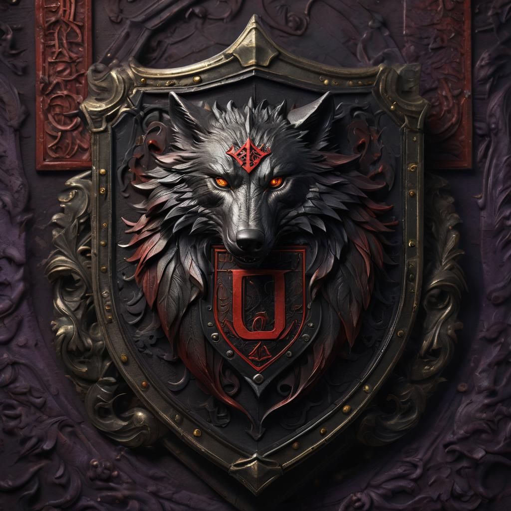 Wolf Coat of Arms: Dark Fantasy Art