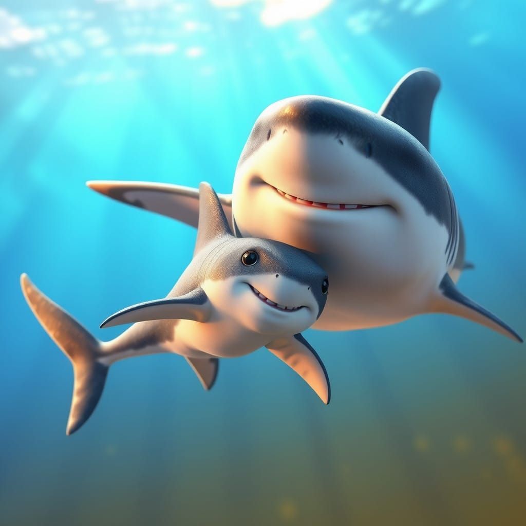 Motherly Love in Vibrant Underwater Realm