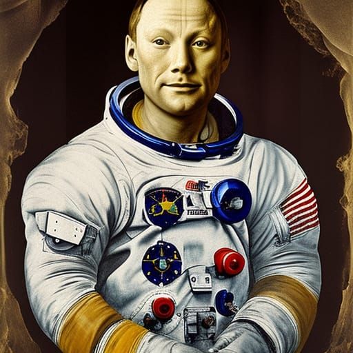 Neil Armstrong Portrait in Renaissance Style