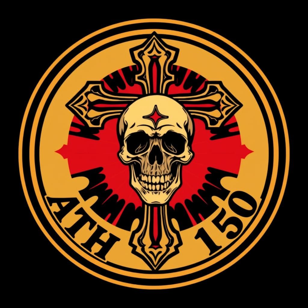 Orthodox Cross and Skull Emblem Tattoo Design