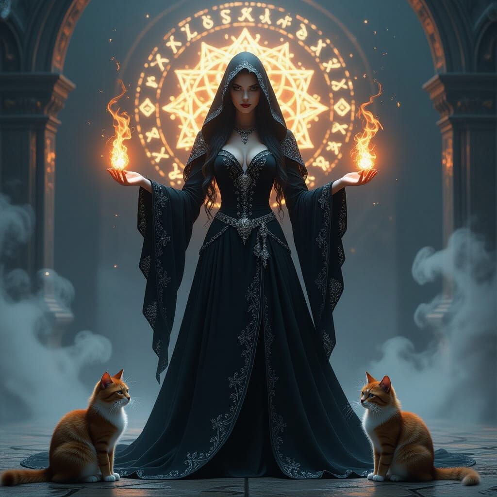 Gothic Sorceress Performing Ancient Ritual