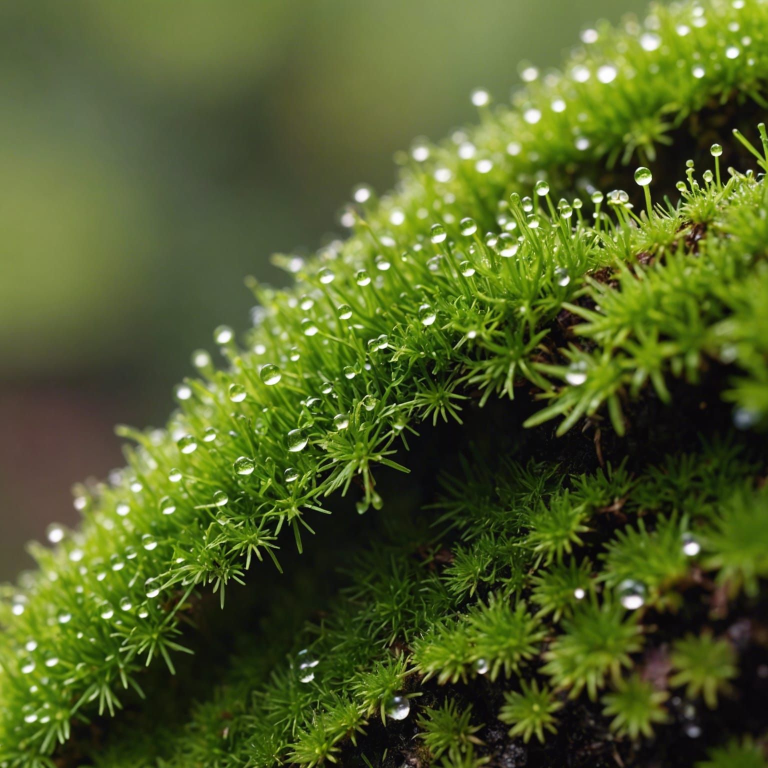 Macro Photograph of Dew-Kissed Moss
