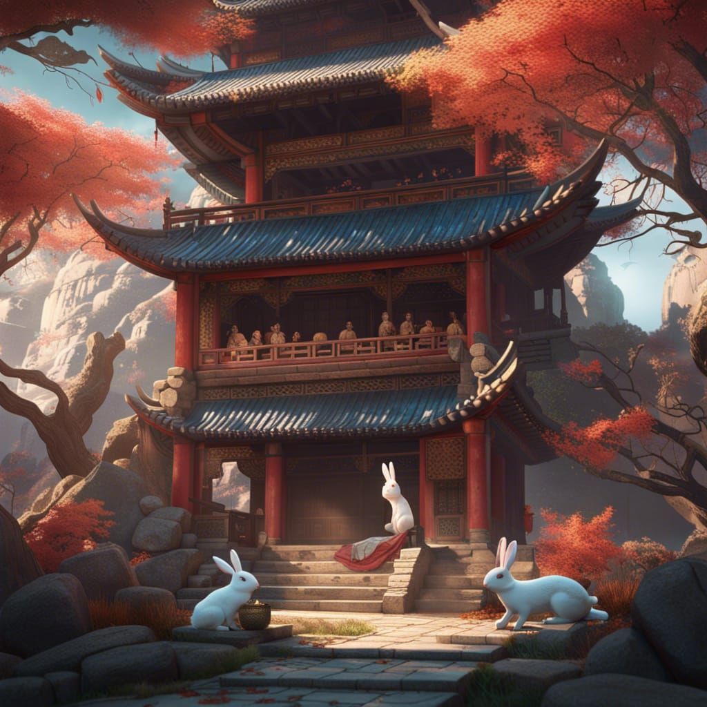 Rabbit Celebrates Mid-Autumn Festival in Ancient China