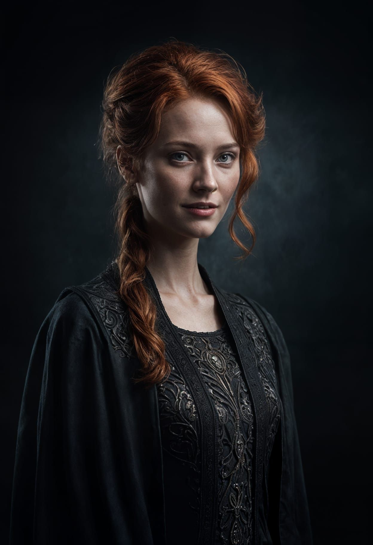 Cinematic Portrait of Redhead with Sfumato Effect