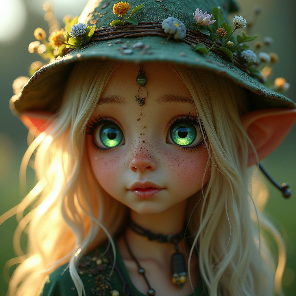 Mystical Gnome Druid with Glowing Scar, Fantasy Art