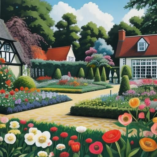 Bauhaus English Garden in Acrylic and Gouache