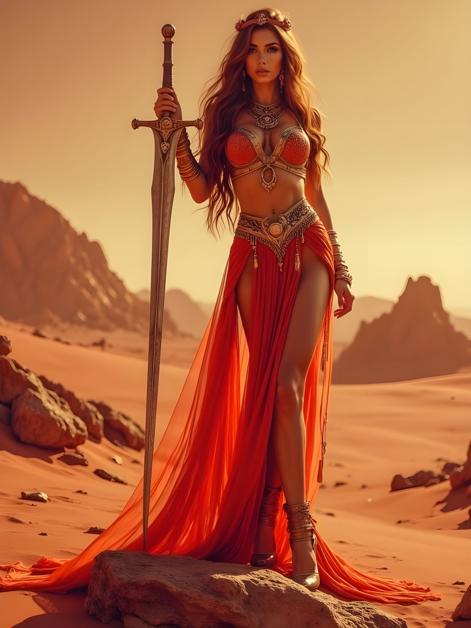 Glamorous Space Queen of Mars in Regal Portrait