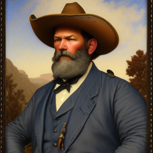 James Garfield in Denim, Art Nouveau Portrait