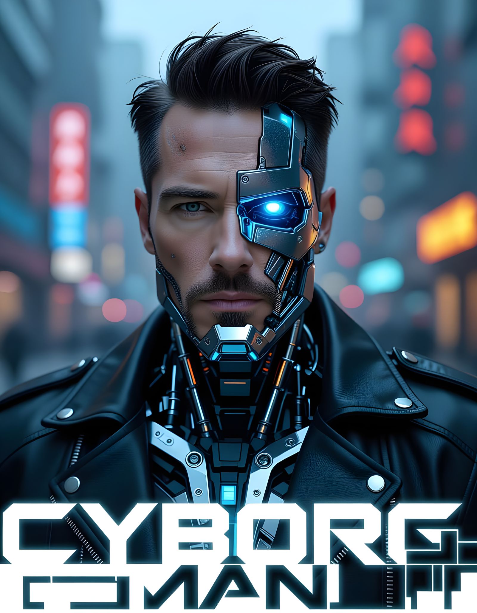 Cyborg Portrait in Cyberpunk City