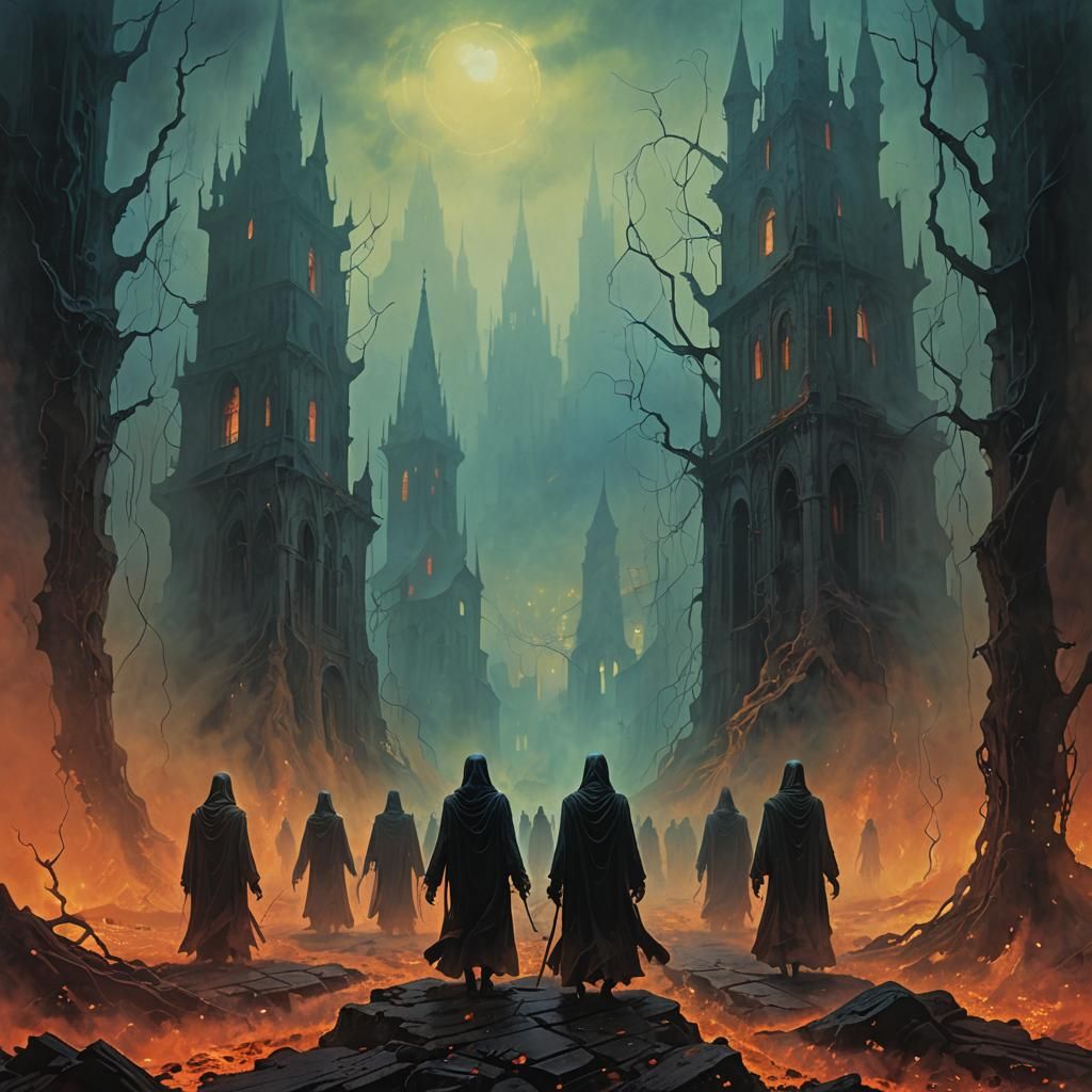 Ethereal Spirits Dance in Purgatory: Dreamlike Matte Paintin...