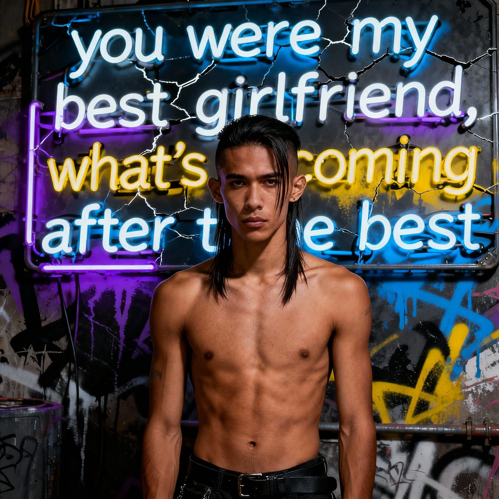 Dystopian Portrait of a Eurasian Man with Expressive Look