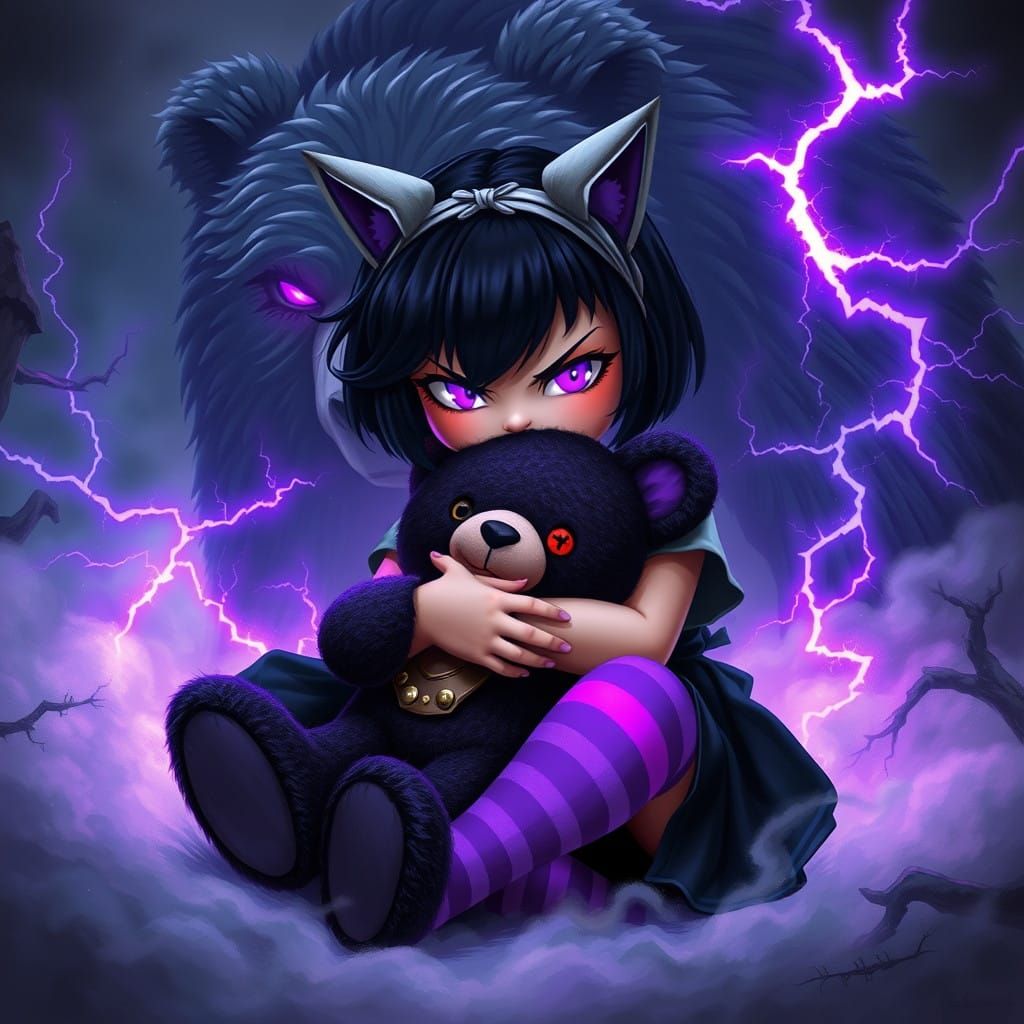 Enchanting Dark Fantasy Princess in Cyberpunk Attire