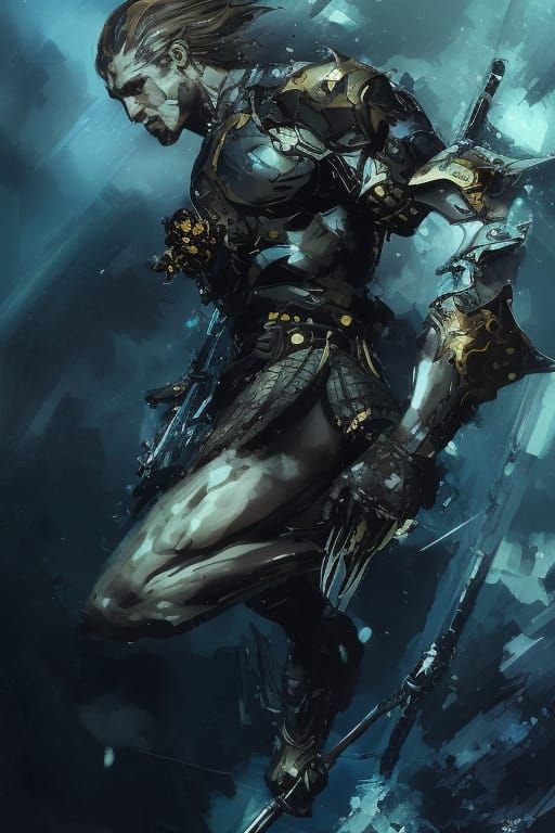 Regal Triton Portrait in Dark Fantasy Style