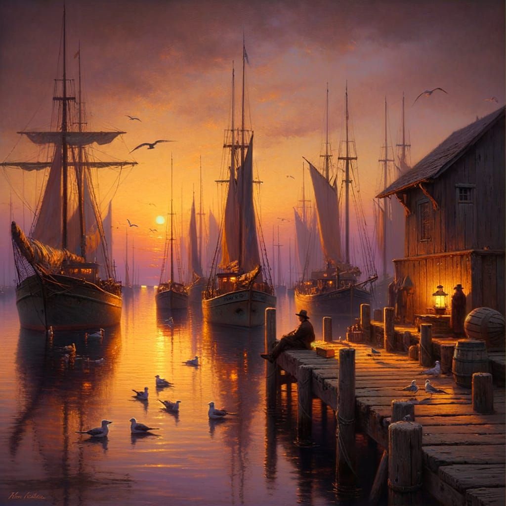 The beauty of the harbor on a summer night