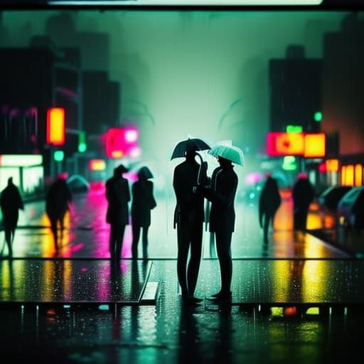 Deserted City Crosswalk at Night Through Rain-Streaked Windo...