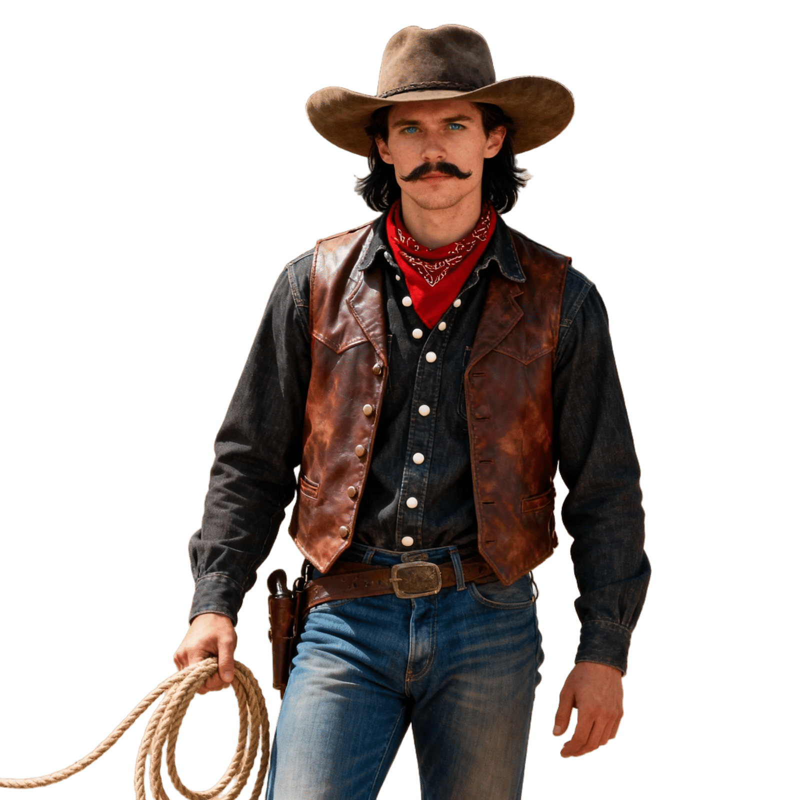 Handsome Slavic Cowboy in 1880s Attire