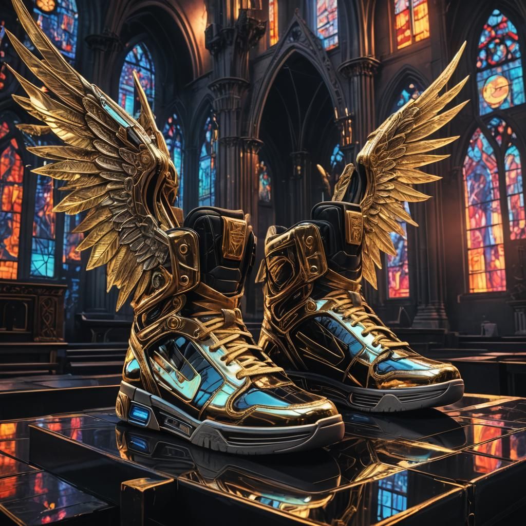 Cyberpunk Satan in Diamond Angel Wings