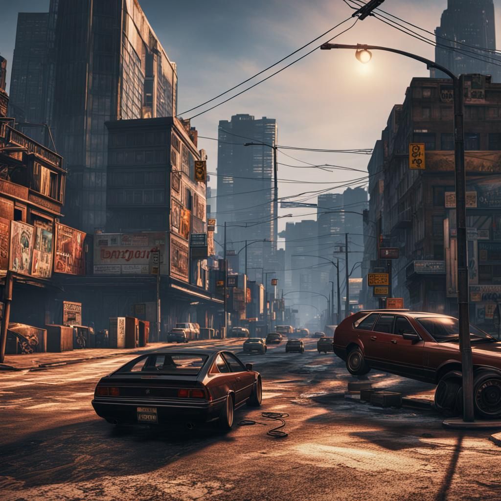 Hyperrealistic GTA Scene with Intricate Details