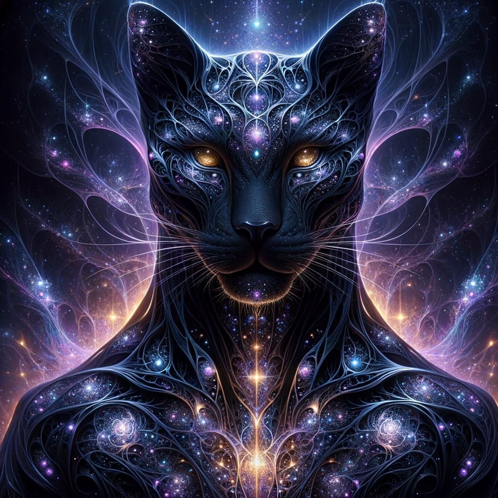Cosmic Panther Entity in Radiant Celestial Matter