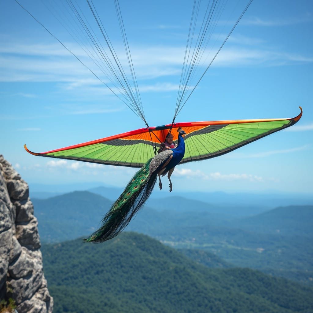 Peacock Soars Over Blue Ridge Parkway in Vibrant Colors