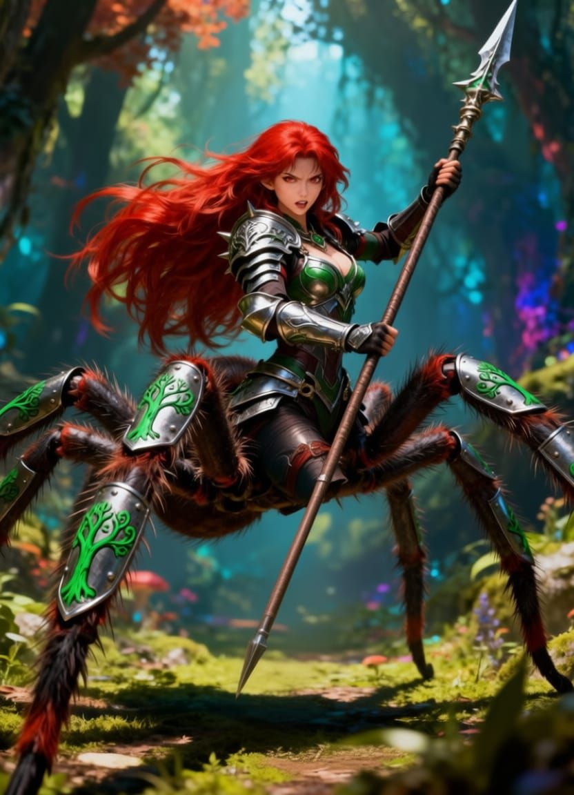 Majestic Drider Warrior in Mystical Forest