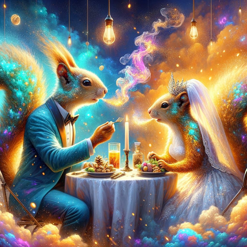 Enchanted Wedding Feast with Glowing Food