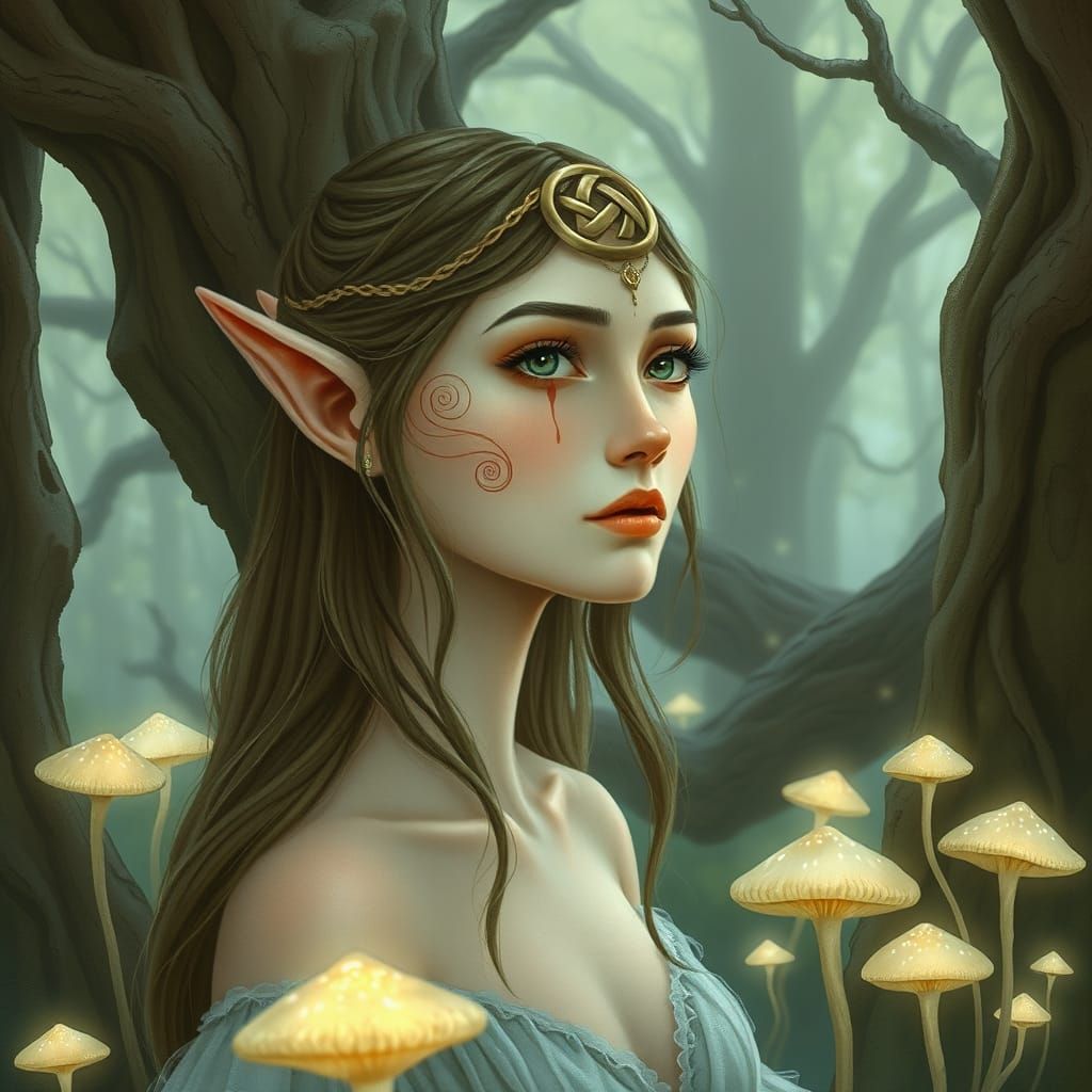 Enchanted Celtic Elf in Whimsical Forest
